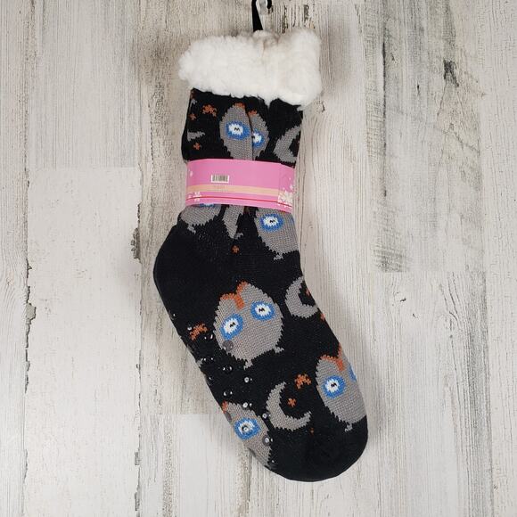 NWT Mari Clare Sherpa Lined Knit Winter Owl Moon Star No-Slip Slipper Socks - Picture 4 of 5